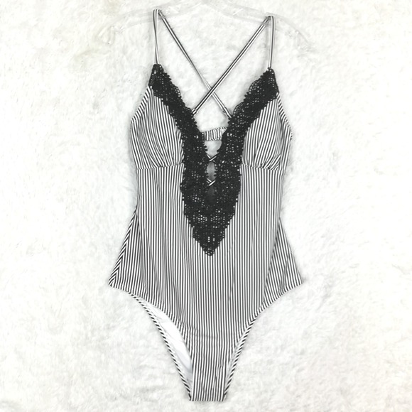 Cupshe Other - Cupshe Womens Swimsuit One Piece Plunging V Neck Wish You Well Lace XL New